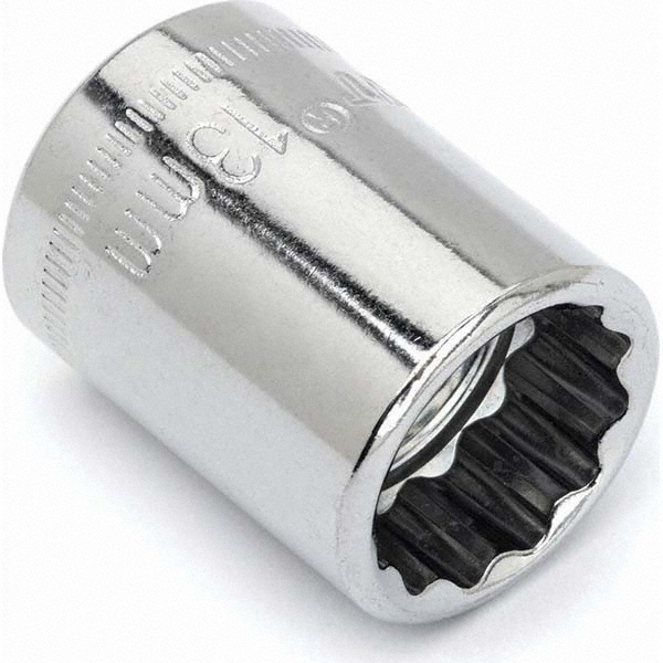 Standard  Hand Socket: 3/8" Drive, 13 mm Socket, 12-Point - Nickel Chrome Plated Finish, Tether Capable