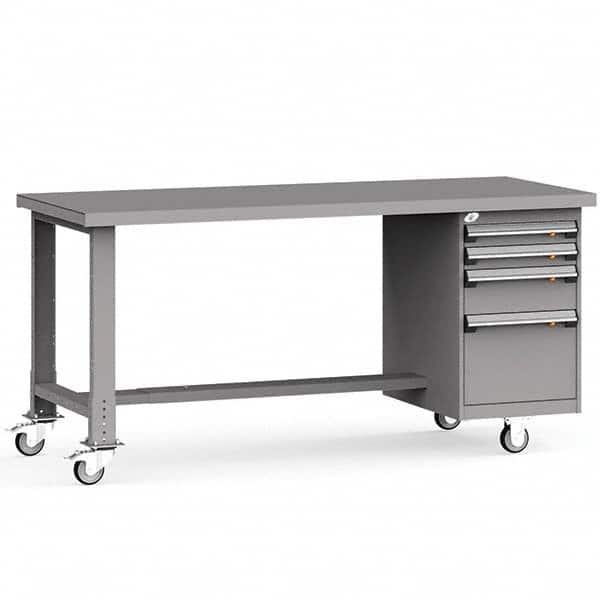 Rousseau Metal Mobile Work Benches, What Size Bench For 72 Inch Table