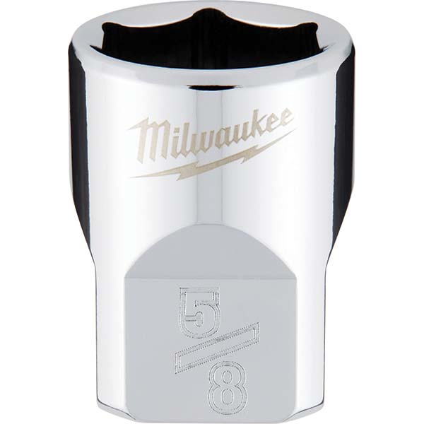 Four Flat  Hand Socket: 3/8" Drive, 5/8" Socket, 6-Point - Chrome Finish, Not Tether Capable