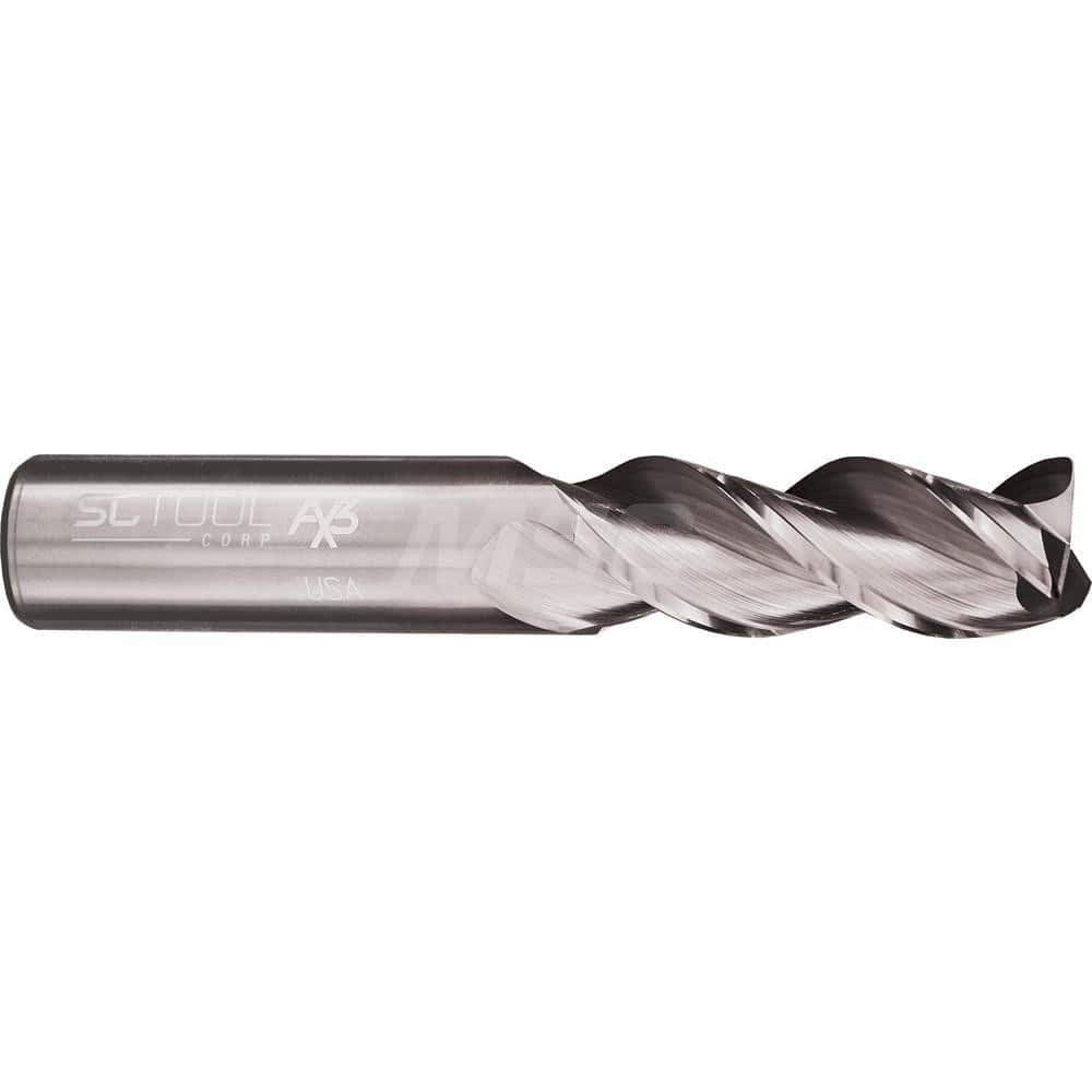 SC Tool 10170 Corner Radius End Mill: 3/8" Dia, 1-1/4" LOC, 0.09" Radius, 3 Flutes, Solid Carbide 