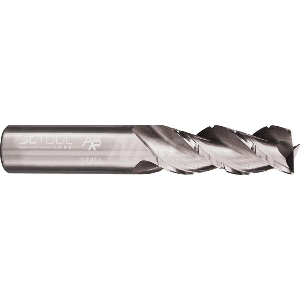 SC Tool 10423 Carbide End Mill 3 Flute Aluminum Cutting 1/2" Cut 1/2" Shank 1-1/4" LOC 3" OAL .120" Corner Radius OD Chipbreakers Uncoated 