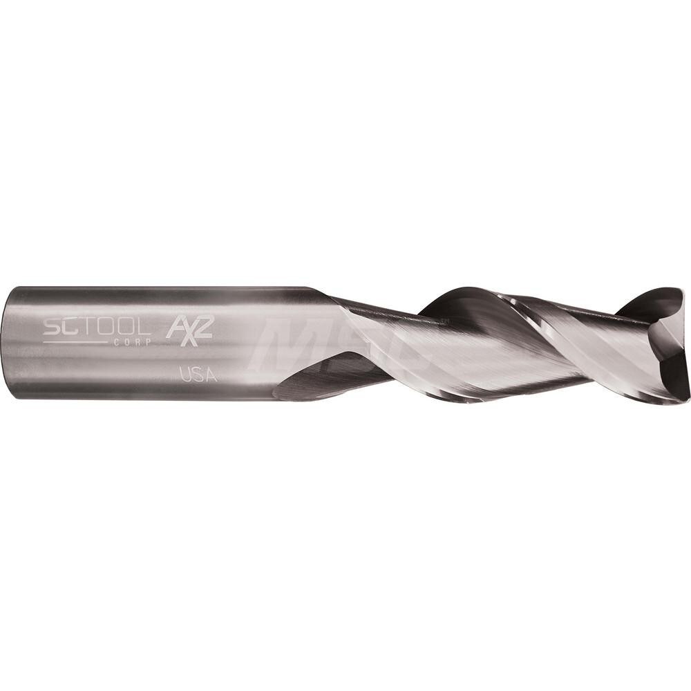 Carbide End Mill 2 Flute Aluminum Cutting 1/4" Cut 1/4" Shank 3/4" LOC 2-1/2" OAL .015" Corner Radius Uncoated