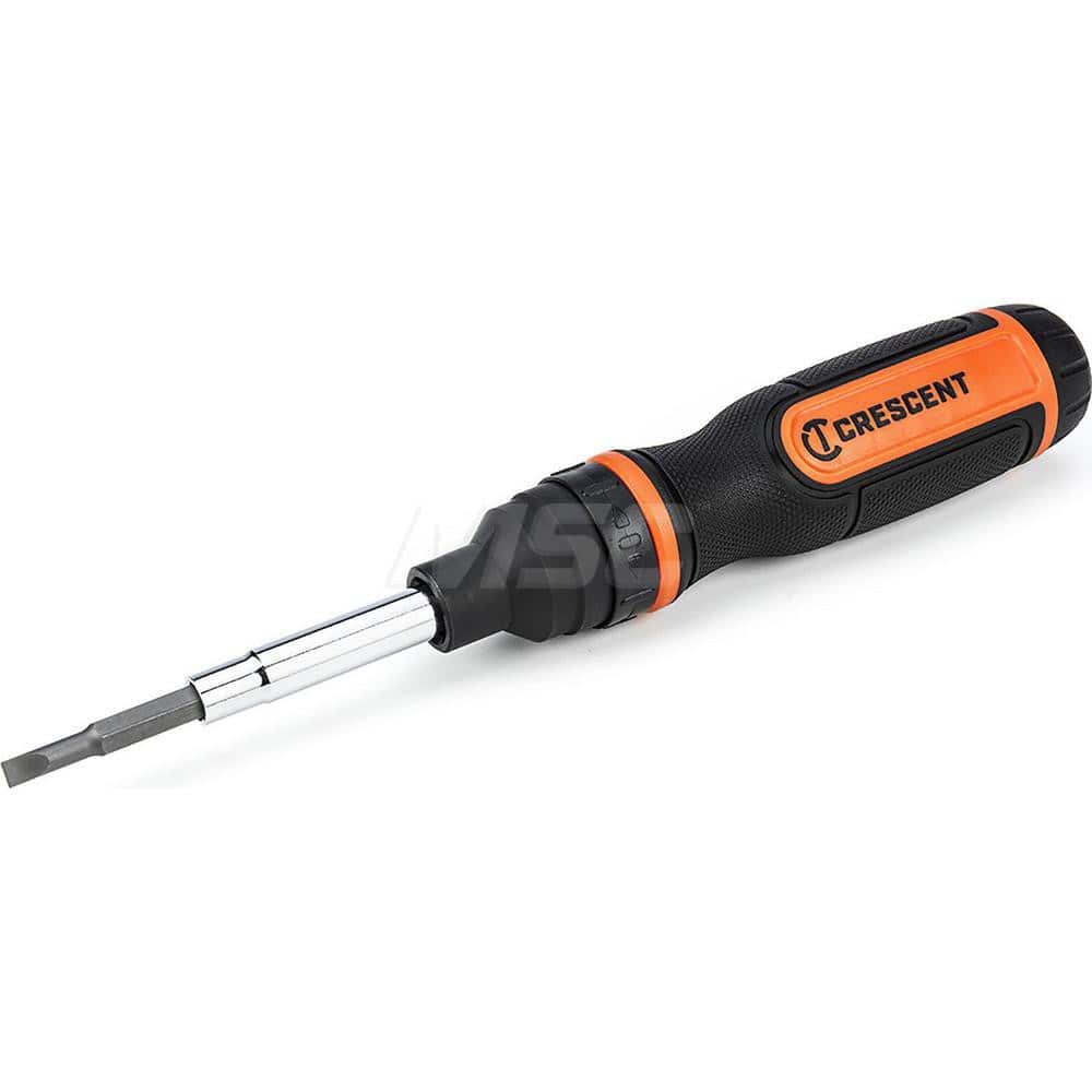 Bit Screwdrivers; Type: Ratcheting Multi-Bit Driver ; Tip Type: Phillips; Slotted; Torx; Square ; Screwdriver Size Range: 1; 3/16; 1/4; #3; T15; T20 ; Torx Size: T15; T20 ; Phillips Point Size: #1;#2;#3 ; Slotted Point Size: 1/4; 3/16 in