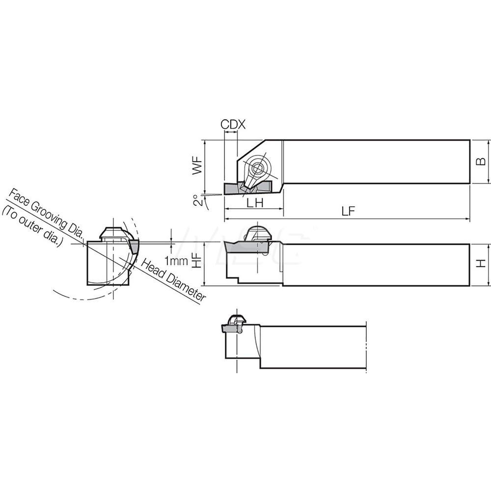 Kyocera Indexable Grooving Toolholder GFVR2525M1501C, External