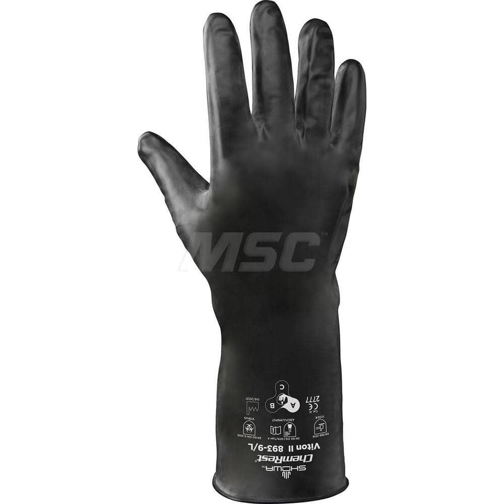 Showa 893-09 Chemical Resistant Gloves: Large, 12" Thick, Viton & Butyl-Coated, Viton & Butyl, Unsupported 