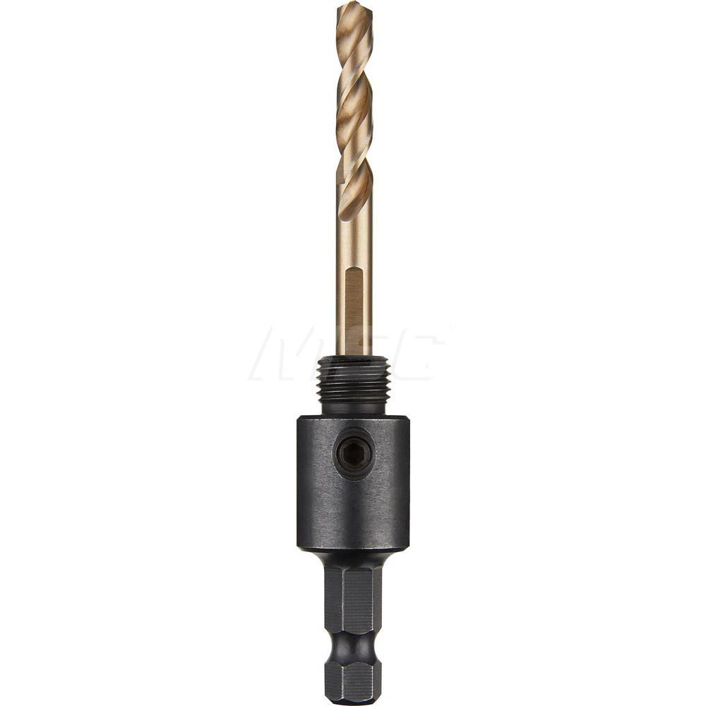 Hole Saw Arbor: Hex Shank, Drill Pilot - 3/8" Min Chuck, Quick-Change Attachment