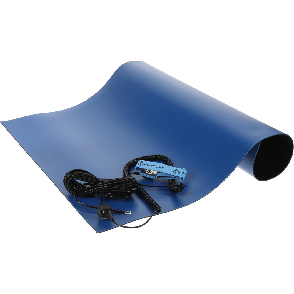 Anti-Static Table Mat: Static Dissipative, Rubber, 5' Long x 2' Wide - Blue