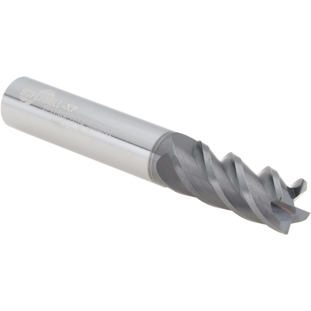 Corner Radius End Mill: 3/8" Dia, 7/8" LOC, 0.0150" Radius, 4 Flute, Solid Carbide