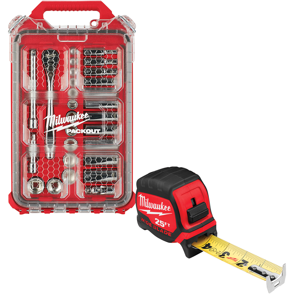 Milwaukee Tool 28 Pc 3/8" Drive Ratchet & Socket Set Socket Set