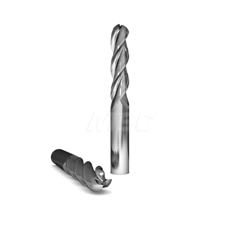 Ball End Mill: 3/8" Dia, 1-1/2" LOC, 3 Flute, Solid Carbide