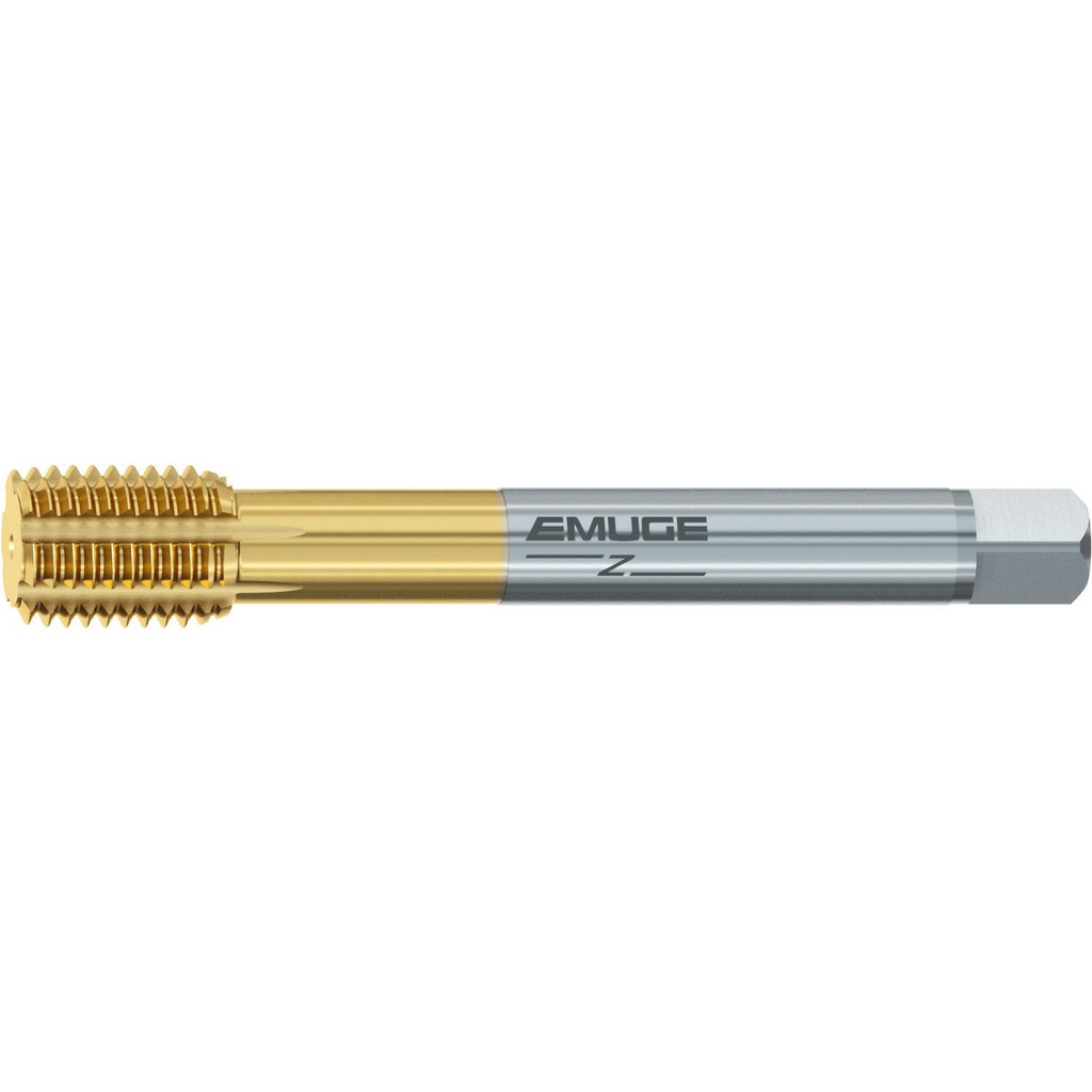 Emuge Thread Forming Tap: 3/4-10 UNC, 2BX Class of Fit, Bottoming Chamfer, High-Speed Steel-E-PM, TiN-80 Finish - 25.00 mm Thread Length, 125.00 mm