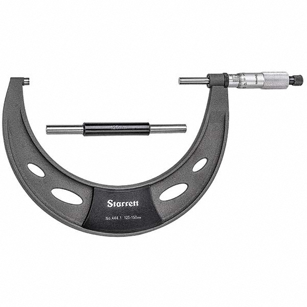 Starrett Mechanical Outside Micrometers; Minimum Measurement (mm): 125.00 ; Maximum Measurement (mm): 150.00 ; Graduation (mm): 0.0100 ; Features: