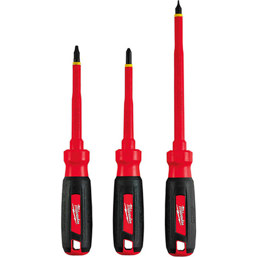 Screwdriver Set: 3 Pc, Slotted - Includes 1/4" Slotted - 6" 1000V Insulated Screwdriver