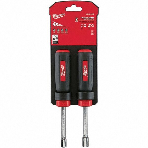 Nut Driver Set: 2 Pc, 1/4 to 5/16", Hollow Shaft, Ergonomic Handle