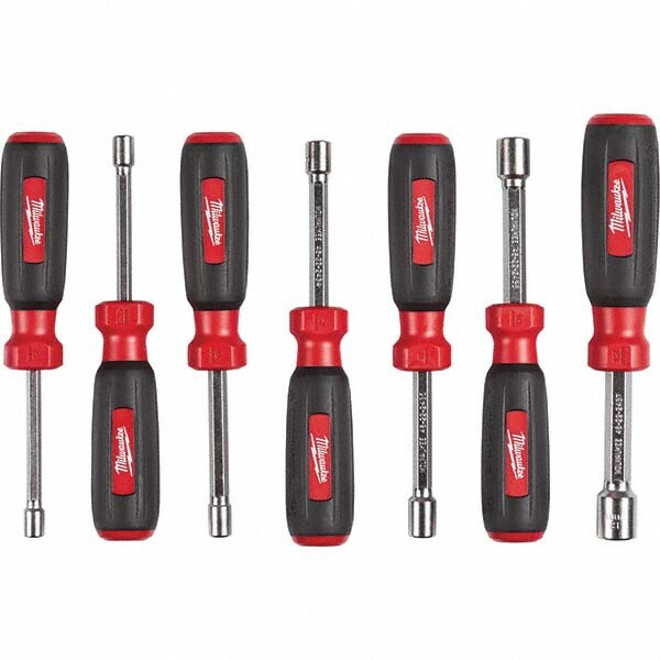 Nut Driver Set: 7 Pc, 5 to 13 mm, Hollow Shaft, Ergonomic Handle