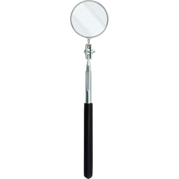 Telescoping Inspection Mirror: Round, Glass Mirror, Vinyl Handle