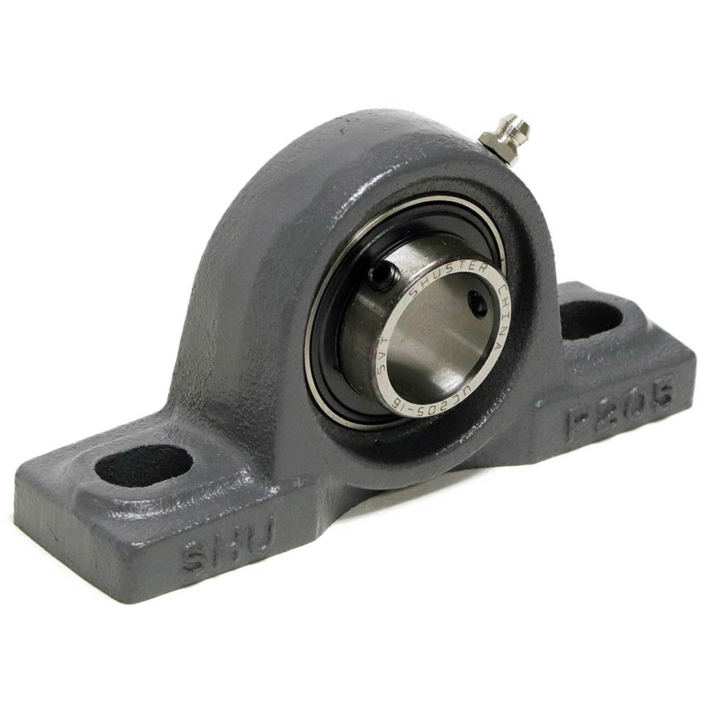 UCP205-16, 1" ID, 5-1/2" OAL x 2-3/4" OAH x 1-1/2" Wide, Ball Bearing Pillow Block - 4-1/8" Btw Mnt Hole Ctrs, 36.5mm Base-to-Ctr Ht, Cast Iron Housing with Steel Bearing, Set Screw Lock