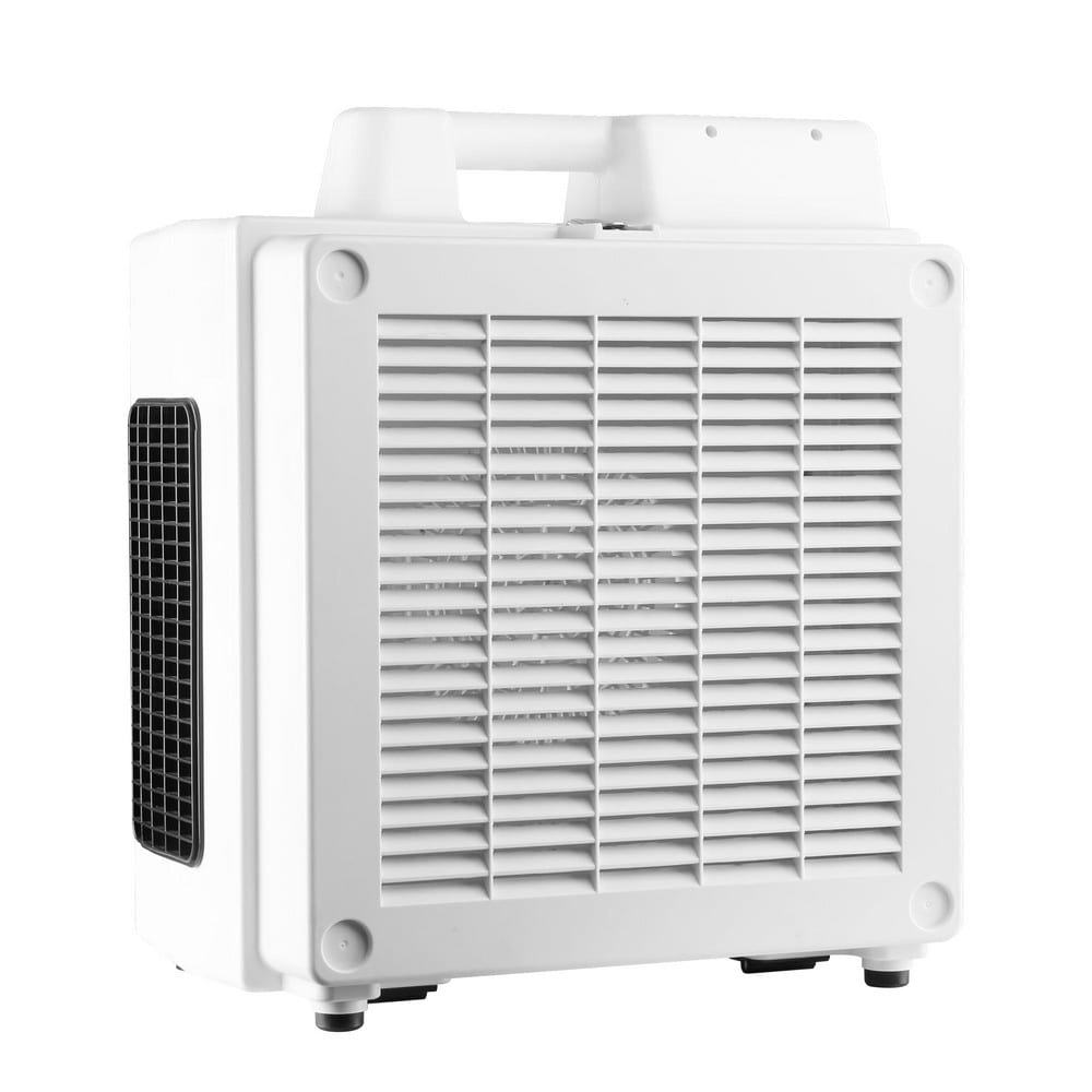 Self-Contained Electronic Air Cleaners; Cleaner Type: Air Scrubber ; Air Flow: 600CFM ; Voltage: 115 ; Sound Level: 76db(A) ; Color: White ; Overall Depth: 18.5