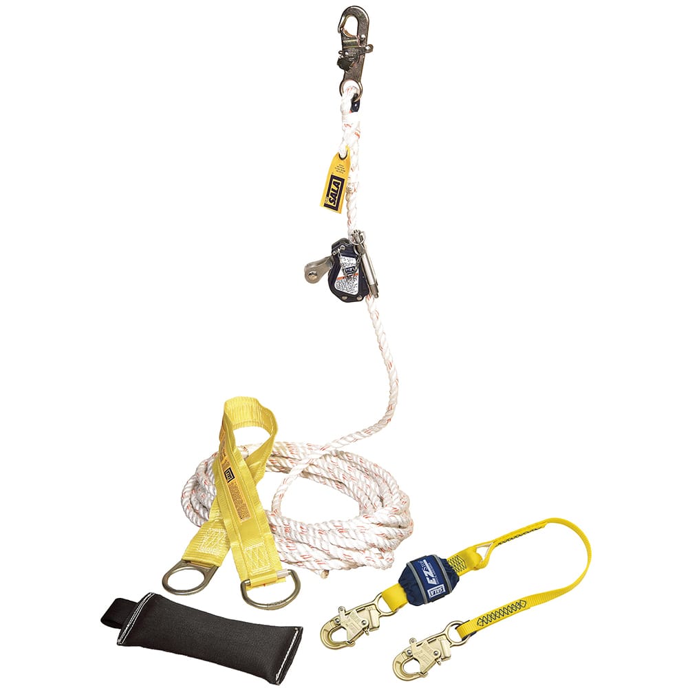DBI/SALA 5009082 Fall Protection Kits; Type: Mobile Rope Grab Kit ; Size: 50 Ft. ; Capacity (Lb.): 310 ; Color: Yellow ; Material: Nylon ; Back D-Ring: No 