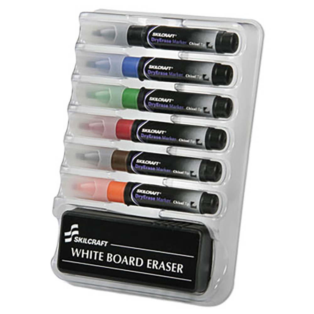 Ability One Dry Erase Markers & Accessories; Color Red, Brown, Blue