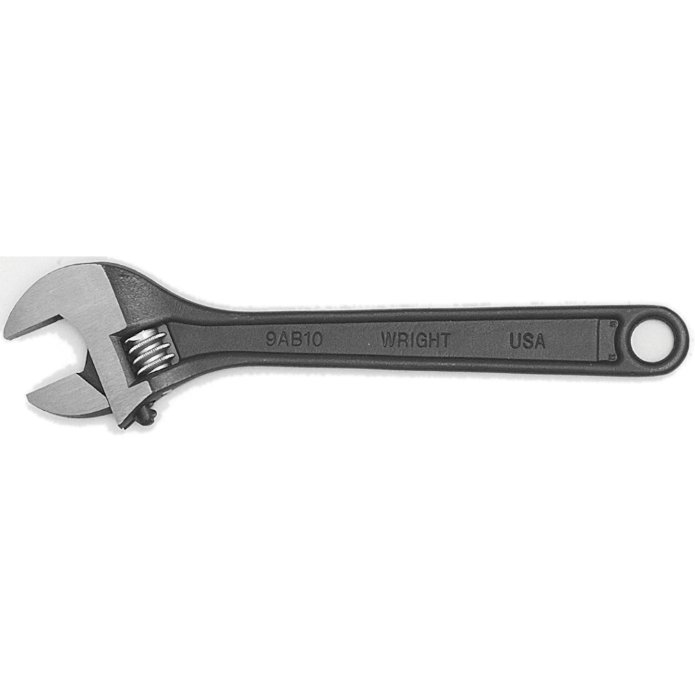 Adjustable Wrench: 10" OAL, 1-3/8" Jaw Capacity - Alloy Steel, Black Finish