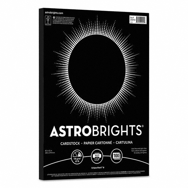 Astrobrights Color Cardstock 65lb 8 1/2 X 11 Eclipse Black 100 Sheets