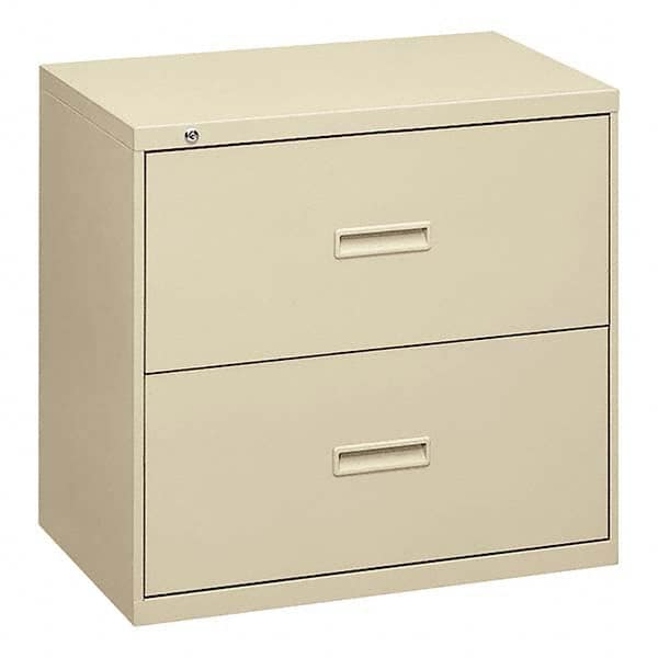 Horizontal File Cabinet: 2 Drawers, Steel, Putty