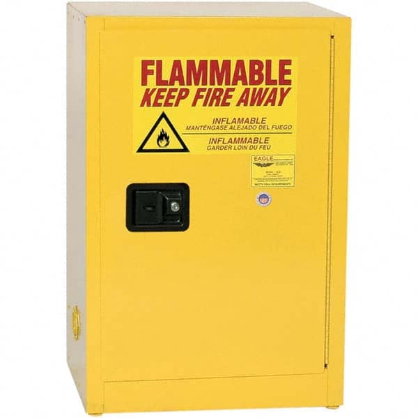 Eagle 1925X Flammable & Hazardous Storage Cabinets: 12 gal Drum, 1 Door, 1 Shelf, Manual Closing, Yellow 