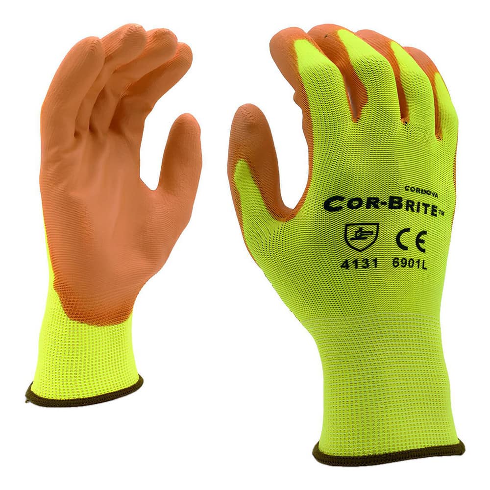 General Purpose Work Gloves: Large, Polyurethane Coated, Polyester