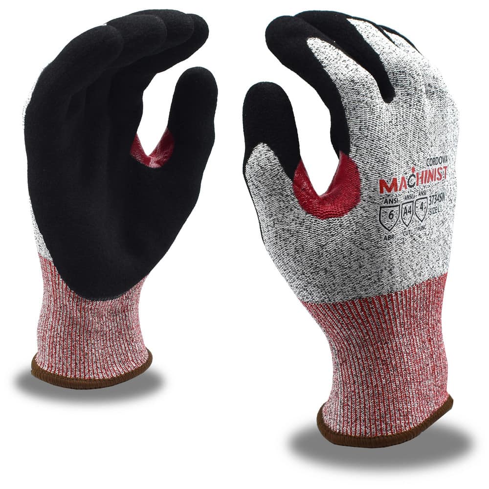 Cut, Puncture & Abrasive-Resistant Gloves: Size XL, ANSI Cut A4, ANSI Puncture 4, Nitrile, HPPE