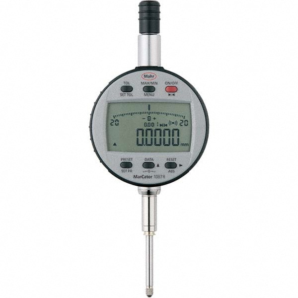 Electronic Drop Indicator: 0.00 mm Min, 25.00 mm Max, 0.0040 mm Accuracy, Flat Back