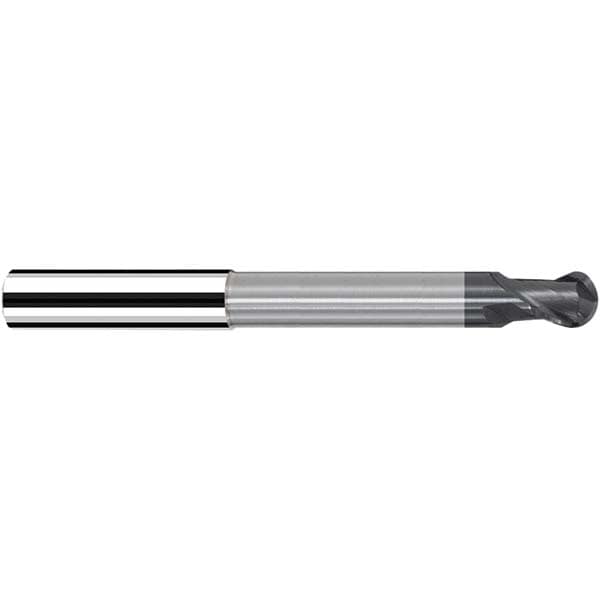 Ball End Mill: 10.00 mm Dia, 11.00 mm LOC, 2 Flute, Solid Carbide