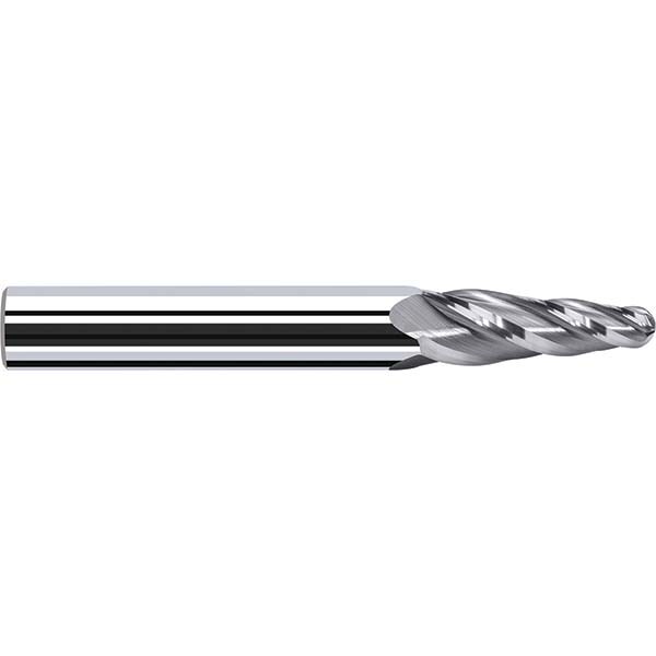 Tapered End Mill: 4 Flutes, Solid Carbide, Tapered End