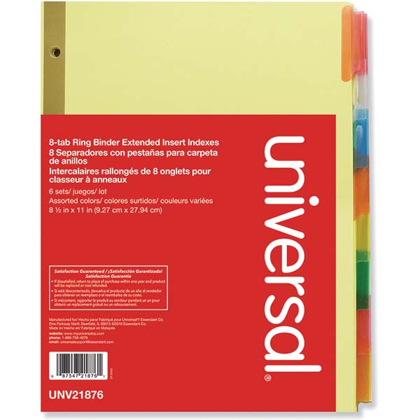 UNIVERSAL Tabs, Indexes & Dividers; Divider Type Customizable; Color