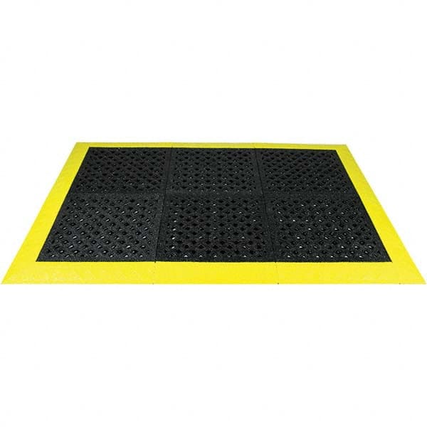Ergo Advantage AG2BZ2 Anti-Fatigue Modular Tile Mat: Wet Environment, 3" Length, 44" Wide, 1" Thick, Black & Yellow 