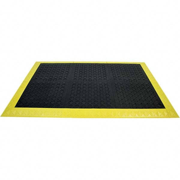 Ergo Advantage A1BZ2 Anti-Fatigue Modular Tile Mat: Dry Environment, 3" Length, 44" Wide, 1" Thick, Beveled Edge, Black & Yellow 