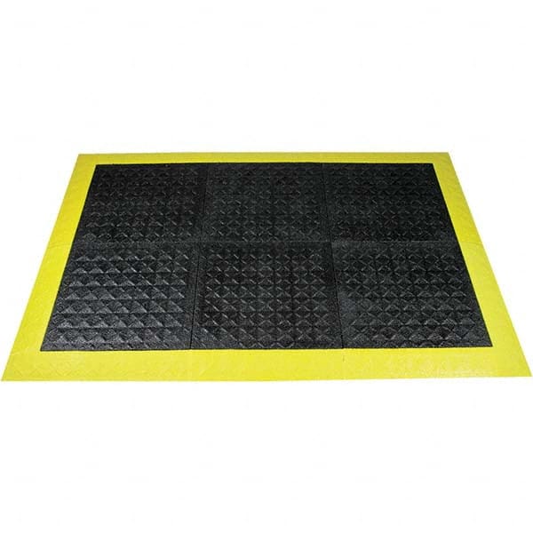 Ergo Advantage AG1BZ2 Anti-Fatigue Modular Tile Mat: Wet Environment, 3" Length, 44" Wide, 1" Thick, Black & Yellow 