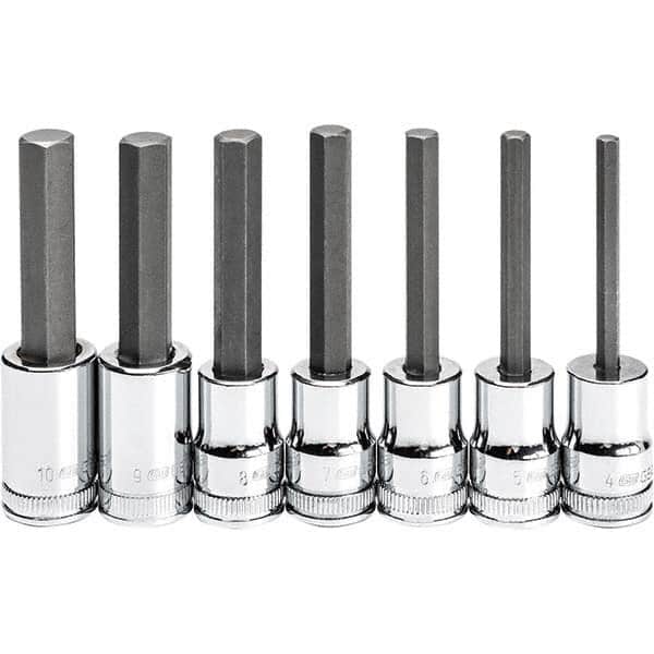GEARWRENCH - Hex Bit Socket Set: 3/8″ Drive, 7 Pc, 4 to 10 mm Hex