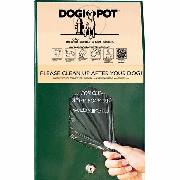 Pet Waste Stations; Mount Type: Post, Pole or Wall ; Overall Height Range (Feet): 4' - 8' ; Color: Green ; Container Shape: Rectangle ; Waste Container Capacity: 400 Bags ; Waste Container Width/Diameter (Inch): 9-13/32