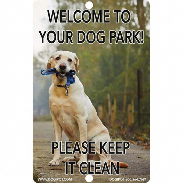 Pet Waste Station Accessories; Type: Reflective Pet Sign ; Material: Aluminum ; Width (Inch): 12 ; Length (Inch): 18 ; Sign Message: Please Keep It Clean; Welcome To Your Dog Park