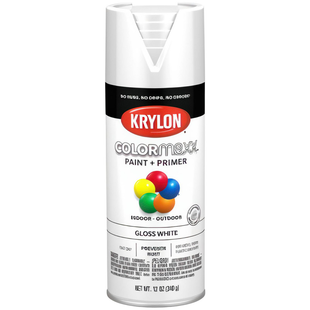 KRYLON COLORmaxx™ Paint + Primer, Gloss, White, 12 oz - 17.6 oz Container, Use on Wood, Metal, Plastic, Wicker, Glass, Ceramic, Fabric, Paper &