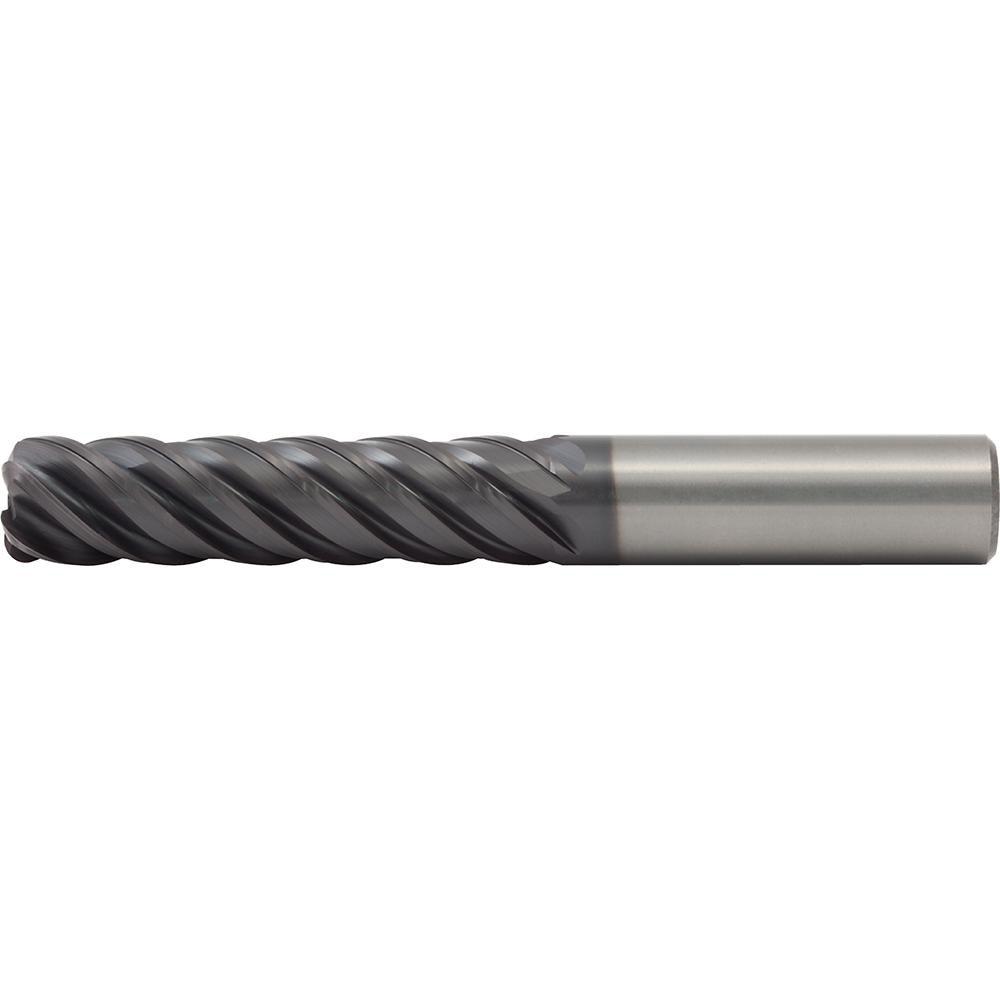 Corner Radius End Mill: 1/2" Dia, 2" LOC, 0.0600" Radius, 5 Flute, Solid Carbide - 5" OAL, 1/2" Shank Dia, 43.00 deg Helix, AlTiN Finish, Single End, Series 5W1S