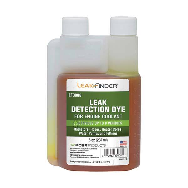 Automotive Leak Detection Dyes; Applications: Coolant; Coolant ; Dye Type: Liquid ; Container Size: 8 oz.; 8 ; Container Type: Bottle ; Specific Gravity: 1 ; For Use With: All Leak Detection Flashlight