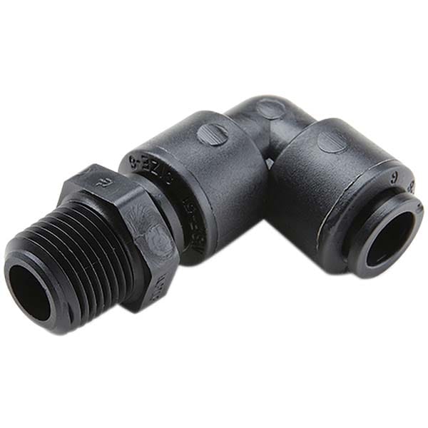 Parker FB4MES6-HBLK Push-To-Connect Tube Fitting: Male Swivel Elbow, 3/8" Thread, 1/4" OD Image