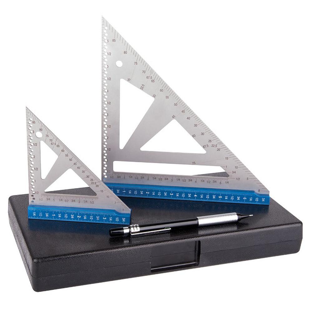 Square Sets; Blade Length (Decimal Inch): 4.0000 ; Base Length (Inch): 4 ; Graduation (Decimal Inch): 0.0312 ; Number of Pieces: 2; 2 ; Finish: Satin Chrome ; Features: Embedded Magnet; Fast Offsets; Pre-Marked Angles