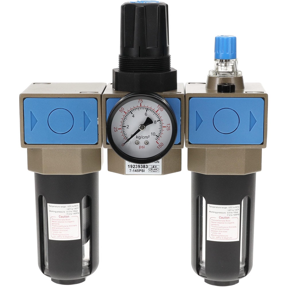 FRL Combination Unit: 1/4 NPT, Intermediate with Pressure Gauge