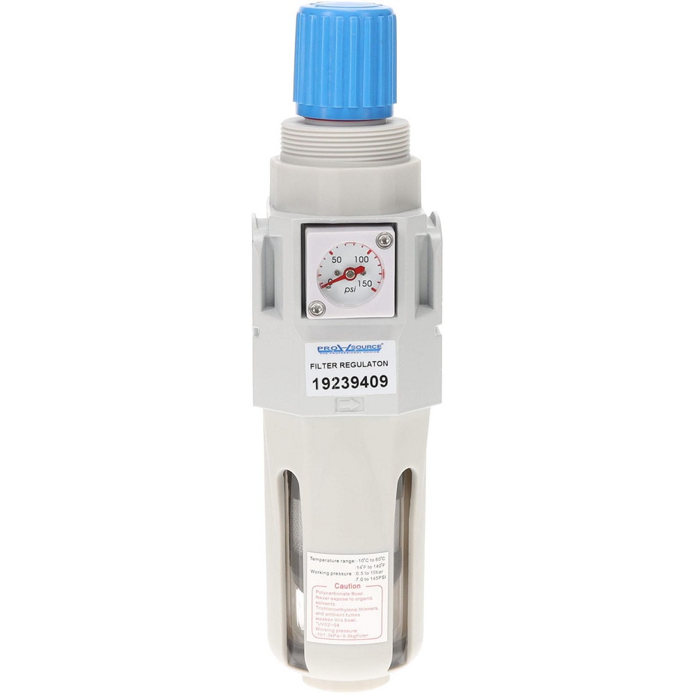 FRL Combination Unit: 1/2 NPT, Standard with Pressure Gauge