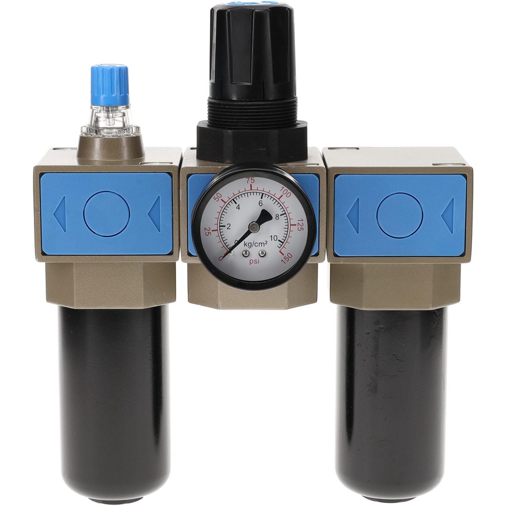 PRO-SOURCE UFRL-02NAL FRL Combination Unit: 1/4 NPT, Intermediate with Pressure Gauge Image