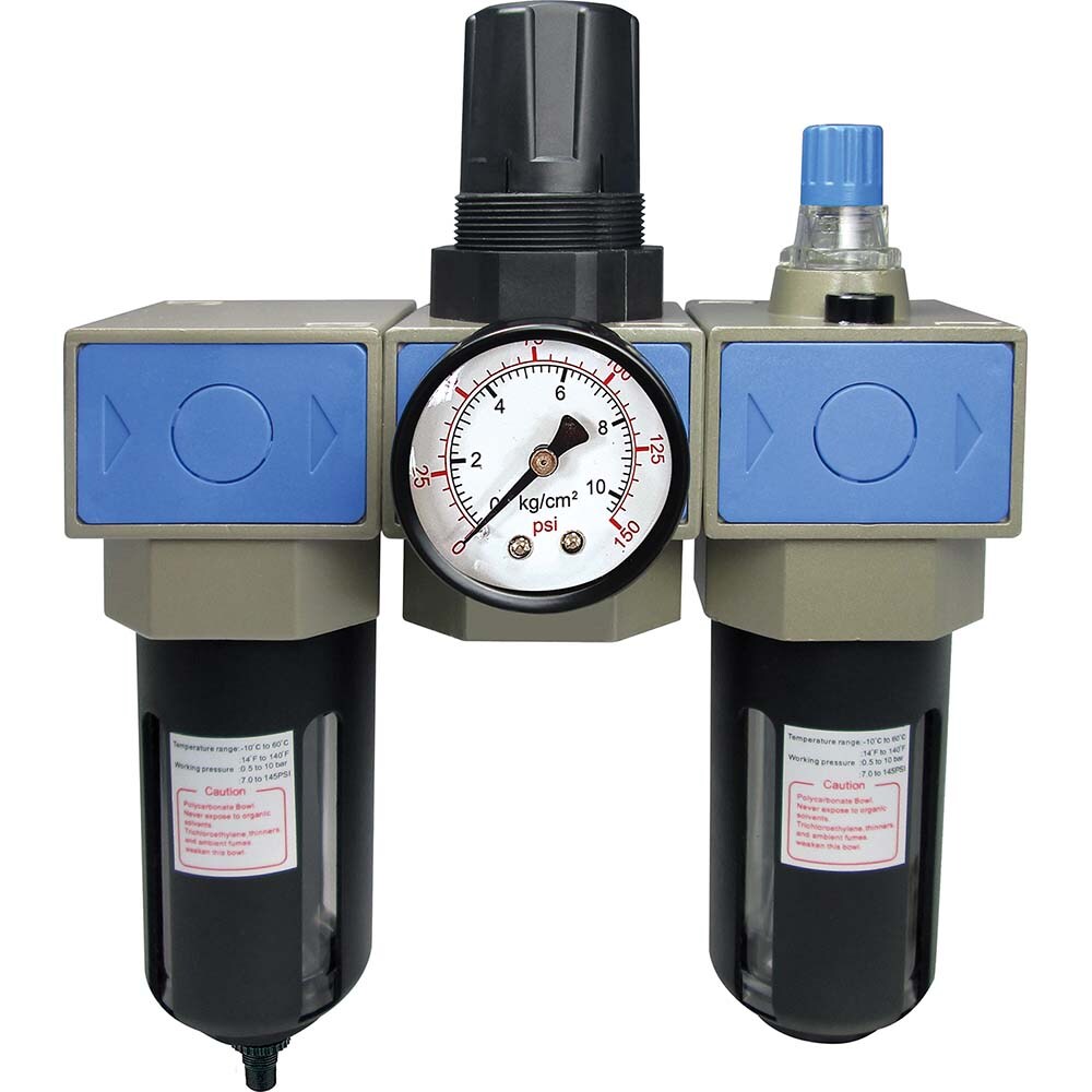 PRO-SOURCE UFRL-03ND FRL Combination Unit: 3/8 NPT, Intermediate with Pressure Gauge Image