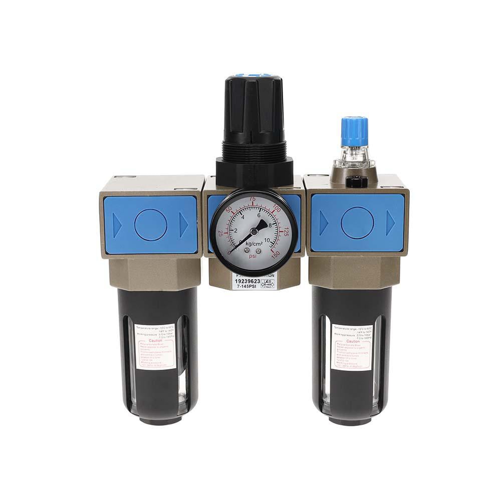 FRL Combination Unit: 3/8 NPT, Intermediate with Pressure Gauge